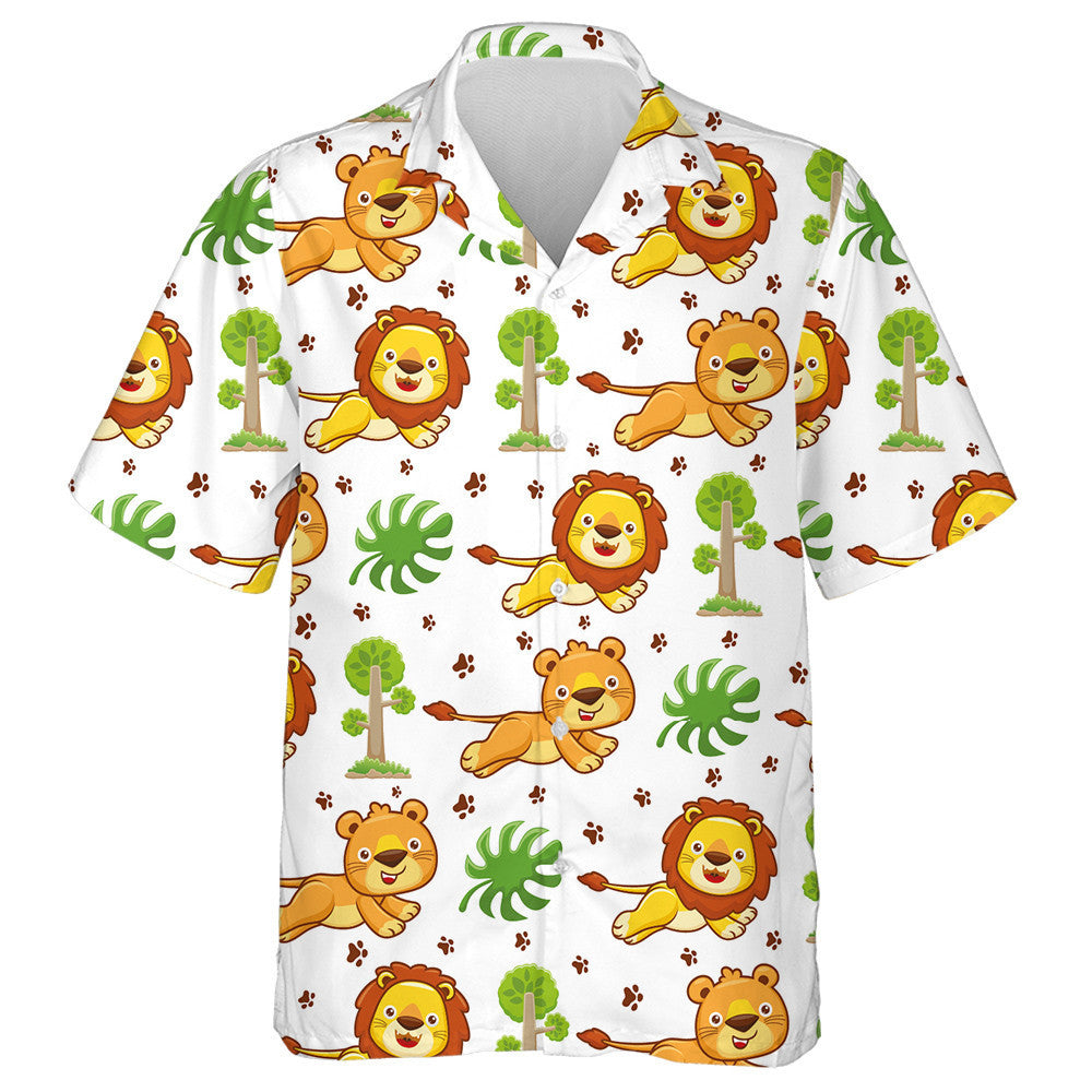 Growth And Children Lion With Trees Leaves And Trail Hawaiian Shirt, Hawaiian Shirt Gift, Christmas Gift