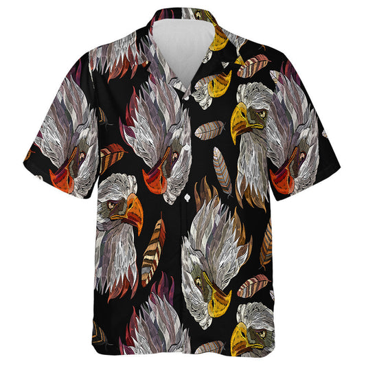 Embroidery Head Eagle And Feathers Hawaiian Shirt,Hawaiian Shirt Gift, Christmas Gift