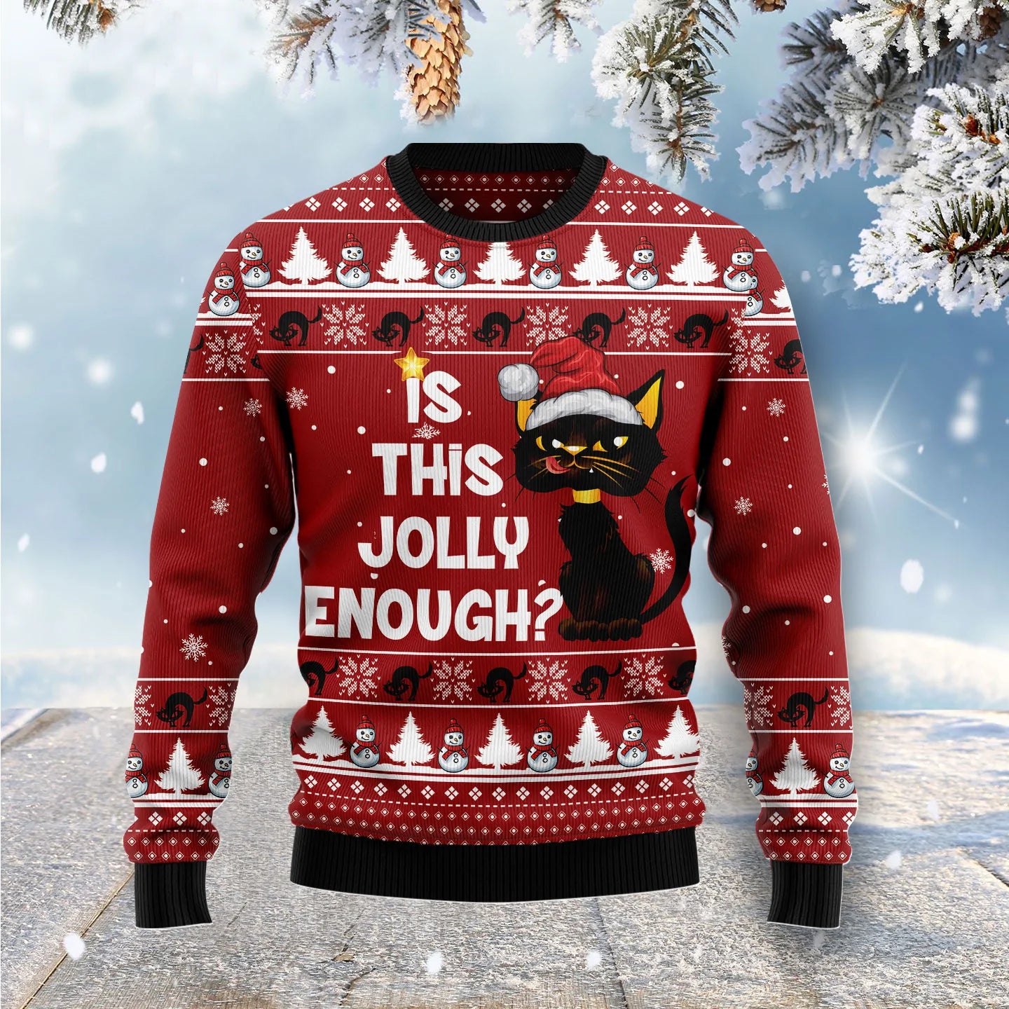 Is This Jolly Enough Black Cat Ugly Christmas Sweater,Christmas Ugly Sweater,Christmas Gift,Gift Christmas 2024