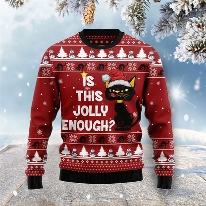 Is This Jolly Enough Black Cat Ugly Christmas Sweater,Christmas Ugly Sweater,Christmas Gift,Gift Christmas 2024