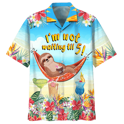 Sloth Lying On Hammock Pattern Hawaiian Shirt, Hawaiian Shirt Gift, Christmas Gift