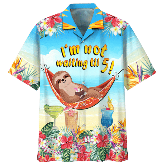 Sloth Lying On Hammock Pattern Hawaiian Shirt, Hawaiian Shirt Gift, Christmas Gift