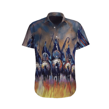 Fire Native America Watercolor Design Hawaiian Shirt,Hawaiian Shirt Gift, Christmas Gift