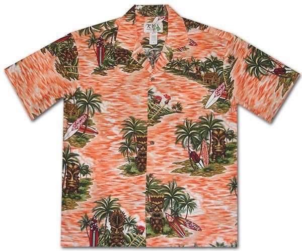 Isle Of Tiki Orange Hawaiian Aloha Shirt Hawaiian Shorts Beach Short Sleeve, Hawaiian Shirt Gift, Christmas Gift