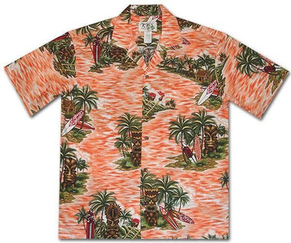 Isle Of Tiki Orange Hawaiian Aloha Shirt Hawaiian Shorts Beach Short Sleeve, Hawaiian Shirt Gift, Christmas Gift