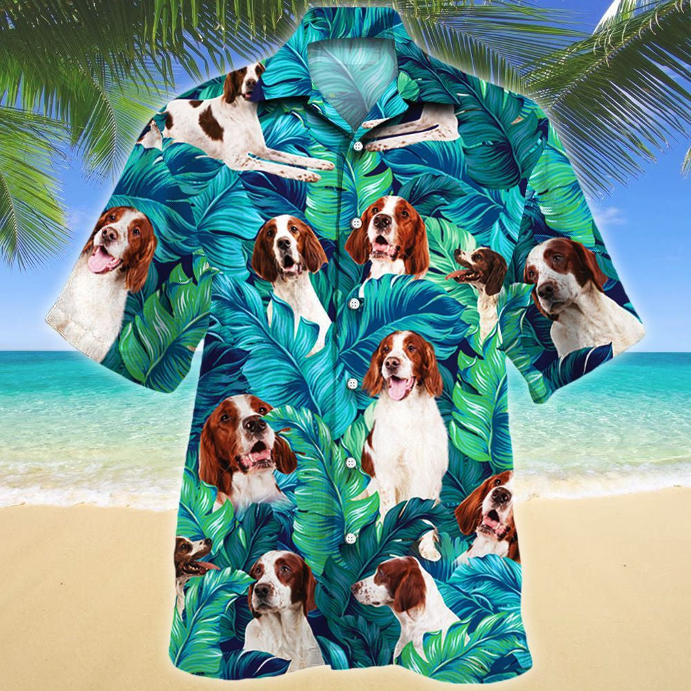 Irish Red And White Setter Dog Tropical Leave Hawaiian Shirt, Hawaiian Shirt Gift, Christmas Gift