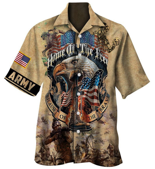 Army Veteran Hawaiian Aloha Shirt Unisex Shorts Sleeve Colorful Hawaiian Shorts Beach Short Sleeve, Hawaiian Shirt Gift, Christmas Gift