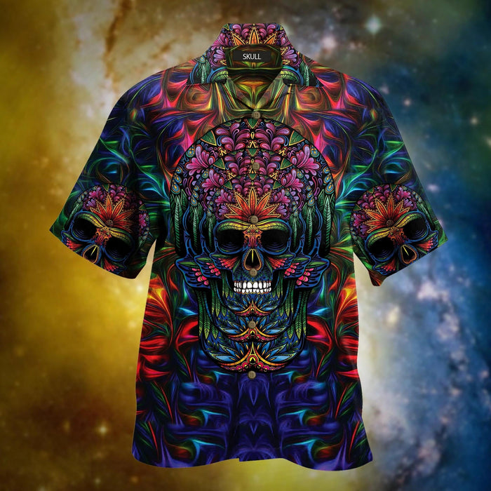 Abstract Skull Colorful Themed Hawaiian Shirt, Hawaiian Shirt Gift, Christmas Gift