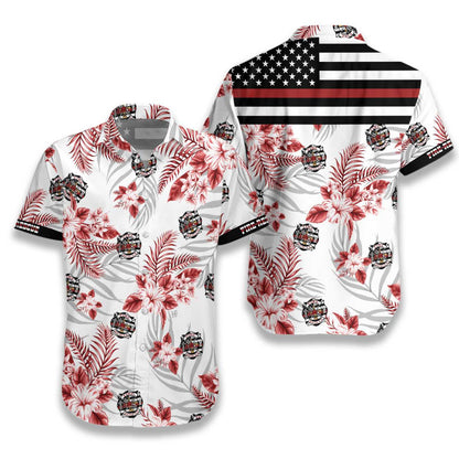 The Red Line Flag Firefighter Proud Theme Design Hawaiian Shirt, Hawaiian Shirt Gift, Christmas Gift