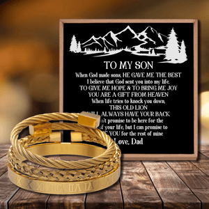 Dad To Son - Always Have Your Back Roman Numeral Bangle Weave Bracelets Set