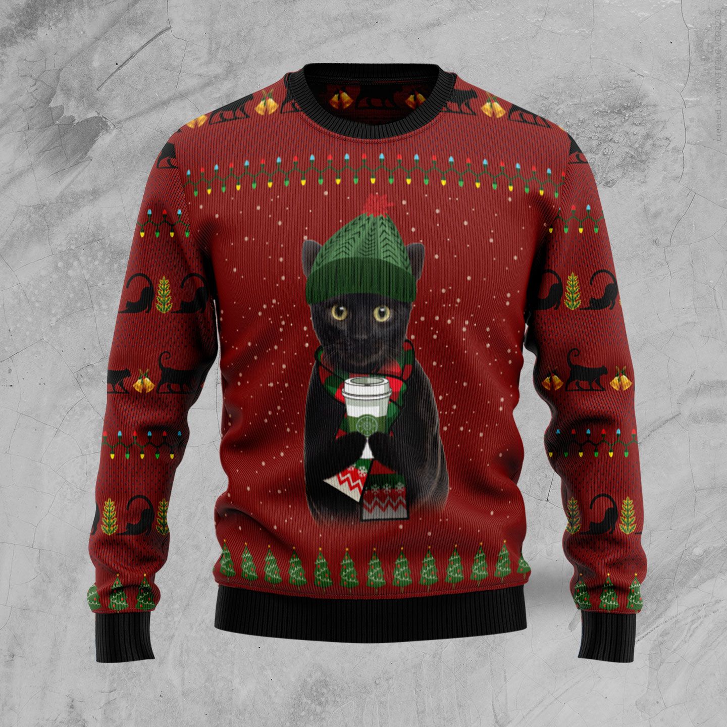 Black Cat Coffee Ugly Christmas Sweater, Christmas Ugly Sweater,Christmas Gift,Gift Christmas 2022