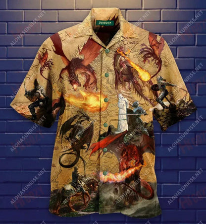Fight Me If You Dare Dragon Short Hawaiian Shirt Summer Short Sleeve Hawaiian Crazy Shirts Funny Hawaiian Shirts, Hawaiian Shirt Gift, Christmas Gift