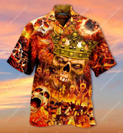 I'M The King Of Skull World Short Hawaiian Shirt Hobbies Short Sleeve Best Hawaiian Shirts Funny Hawaiian Shirts, Hawaiian Shirt Gift, Christmas Gift