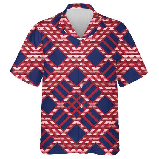 Patriotic American Flag Colors In Gingham Plaid Pattern Hawaiian Shirt, Hawaiian Shirt Gift, Christmas Gift