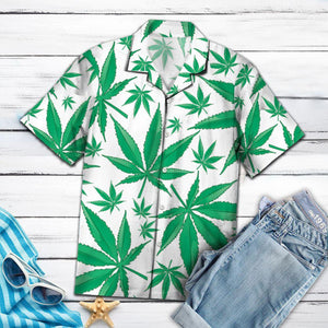 Amazing Weed Green And White Design Hawaiian Shirt, Hawaiian For Gift