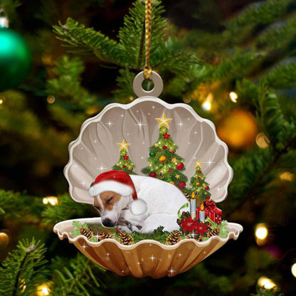 Cute Jack Russell Terrier Sleeping in Pearl Dog Christmas Ornament Flat Acrylic, Christmas Gift,Christmas Decoration