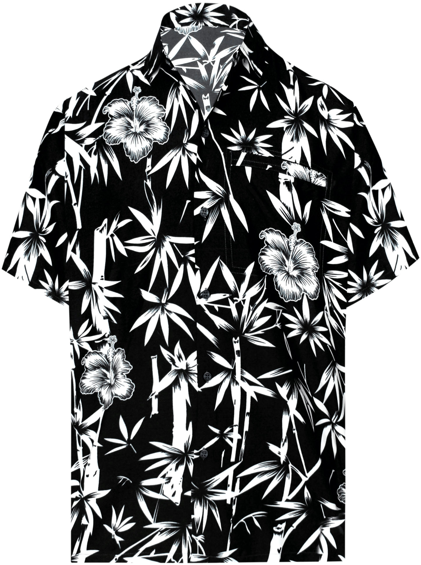 Black And White Hibiscus Flowers And Bamboo Plants Hawaiian Shirt, Hawaiian Shirt Gift, Christmas Gift