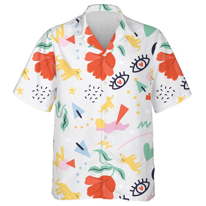 Christmas Theme With Flowers Dogs Stars And Geometric Hawaiian Shirt, Hawaiian Shirt Gift, Christmas Gift
