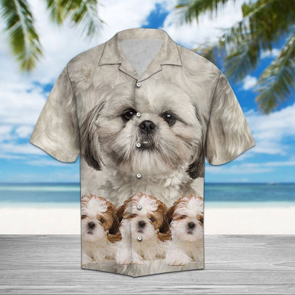 Cute Shih Tzu Face Design Hawaiian Shirt,Hawaiian Shirt Gift, Christmas Gift
