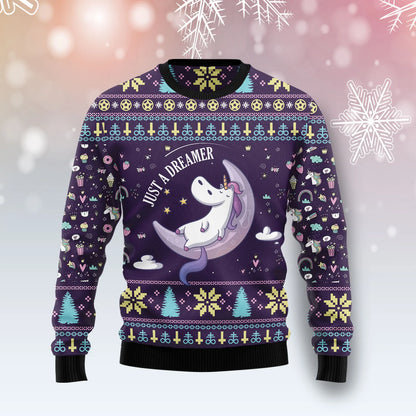 Unicorn Dreamer unisex womens & mens, couples matching, friends, funny family ugly christmas holiday sweater gifts, Christmas Ugly Sweater