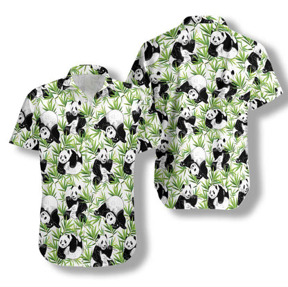 Into Nature Panda Bamboo Design Hawaiian Shirt, Hawaiian Shirt Gift, Christmas Gift