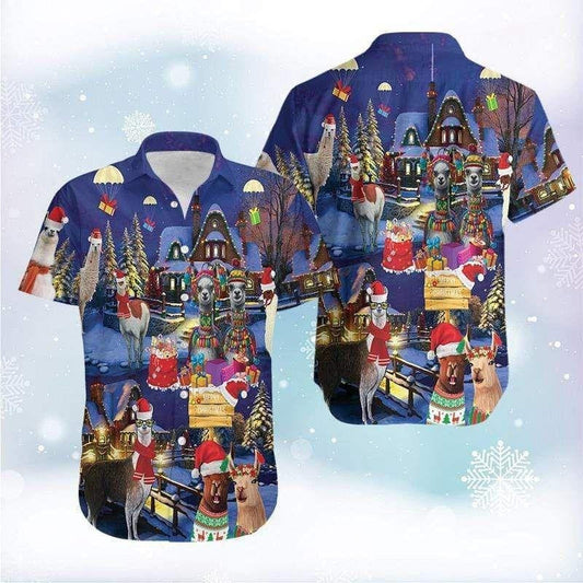 Cute Llama With Gifts On Christmas Days Hawaiian Shirt, Hawaiian Shirt Gift, Christmas Gift