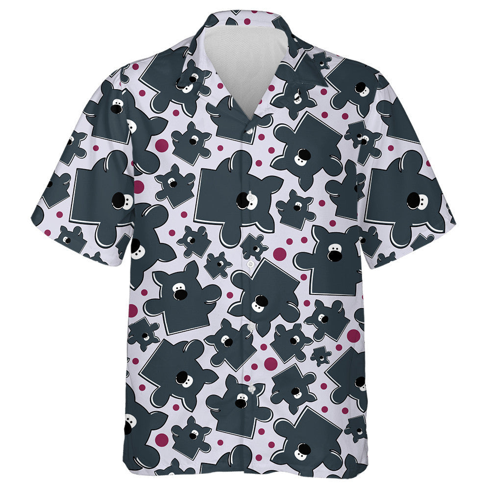 Nice Wolf And Red Dot In Jigsaw Puzzle Hawaiian Shirt, Hawaiian Shirt Gift, Christmas Gift