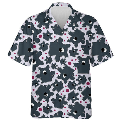 Nice Wolf And Red Dot In Jigsaw Puzzle Hawaiian Shirt, Hawaiian Shirt Gift, Christmas Gift