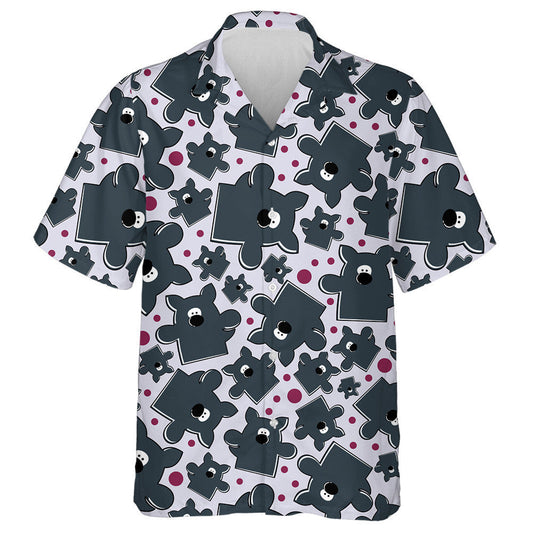 Nice Wolf And Red Dot In Jigsaw Puzzle Hawaiian Shirt, Hawaiian Shirt Gift, Christmas Gift