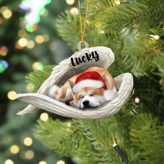 Akita Inu Sleeping Angel Christmas Flat Acrylic Dog Ornament Memorial Dog Gift,Christmas Shape Ornament, Happy Christmas Ornament, Christmas Ornament Gift, Christmas Gift, Christmas Decoration