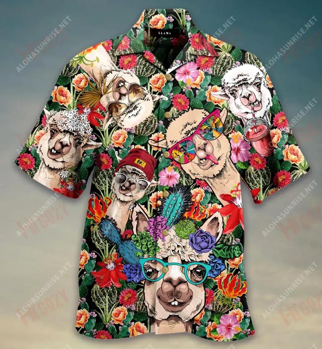 Llamazing Tropical Llama Hawaiian Shirt Vacation Short Sleeve Hawaiian Crazy Shirts Hawaiian Shirts For Men, Hawaiian Shirt Gift, Christmas Gift