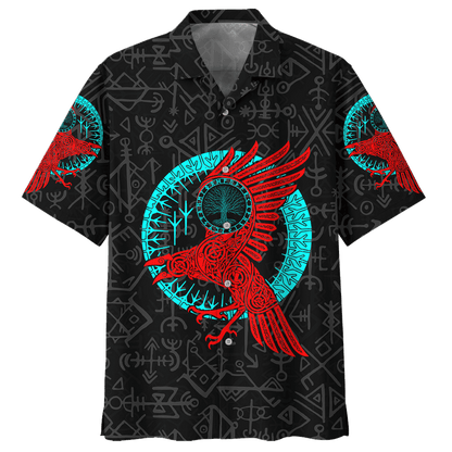 Red And Blue Viking Pattern Hawaiian Shirt,Hawaiian Shirt Gift, Christmas Gift