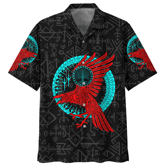 Red And Blue Viking Pattern Hawaiian Shirt,Hawaiian Shirt Gift, Christmas Gift
