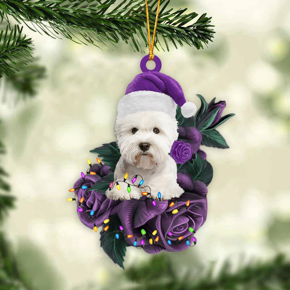 West Highland White Terrier Dog In Purple Rose Christmas Ornament Christmas Gift To Dog Lover, Christmas Gift,Christmas Decoration
