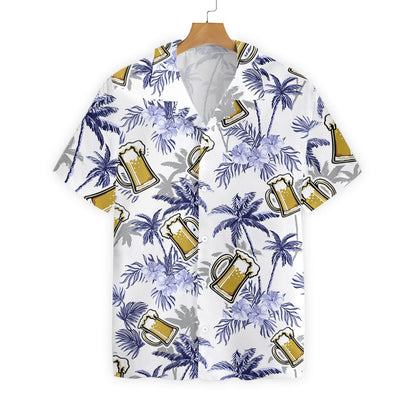 Beer Coconut Tree V1 On White Background Pattern Hawaiian Shirt, Hawaiian Shirt Gift, Christmas Gift