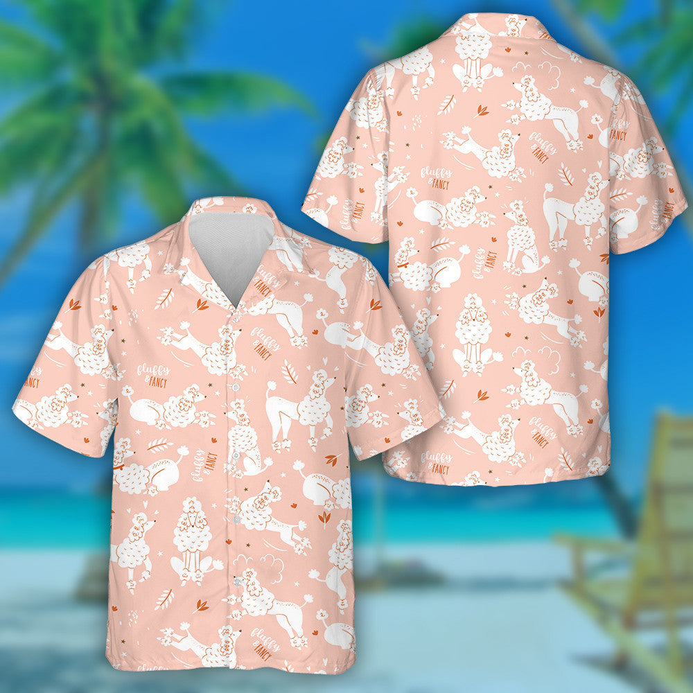 Funny Cartoon Poodle Dogs Fancy On Pink Hawaiian Shirt, Hawaiian Shirt Gift, Christmas Gift