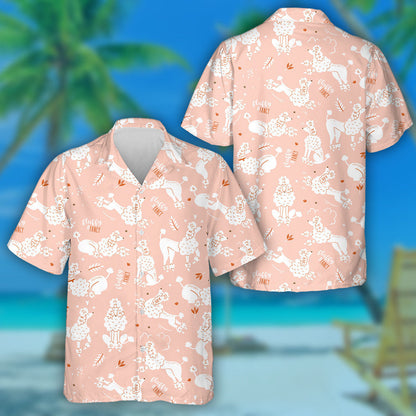 Funny Cartoon Poodle Dogs Fancy On Pink Hawaiian Shirt, Hawaiian Shirt Gift, Christmas Gift