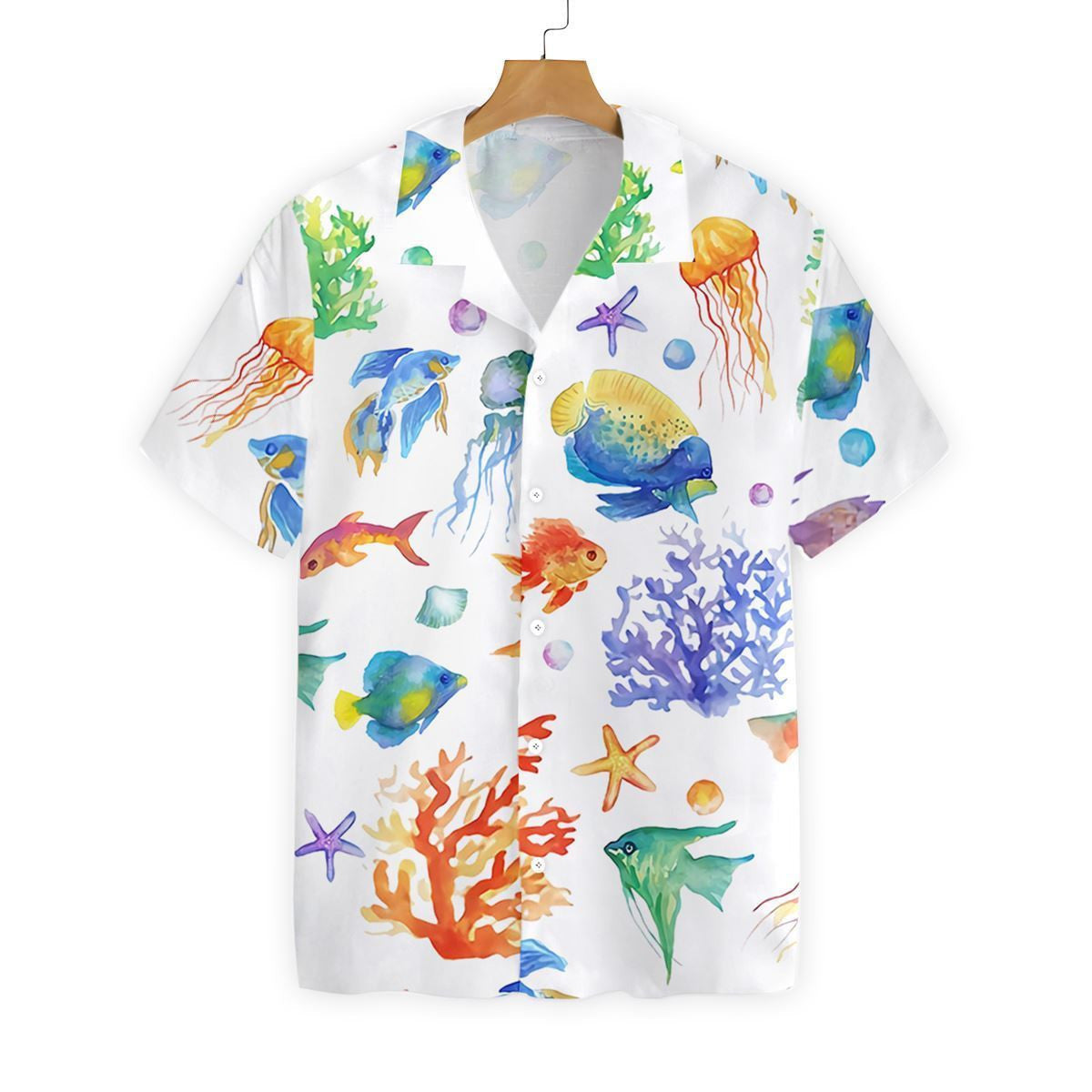 Under The Sea Watercolor Pattern Hawaiian Shirt, Hawaiian Shirt Gift, Christmas Gift
