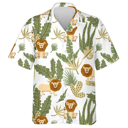Funny Lion In Tropical Jungle Hawaiian Shirt,Hawaiian Shirt Gift, Christmas Gift