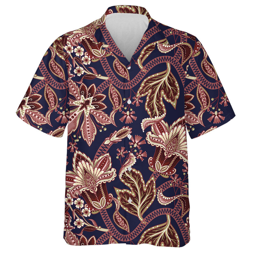 Ethnic Pattern With Indian Ornament Amazing Flower Branches Hawaiian Shirt, Hawaiian Shirt Gift, Christmas Gift