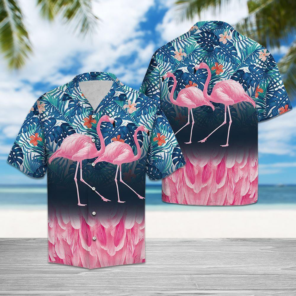 Pink Flamingo On Beach Design Hawaiian Shirt, Hawaiian Shirt Gift, Christmas Gift