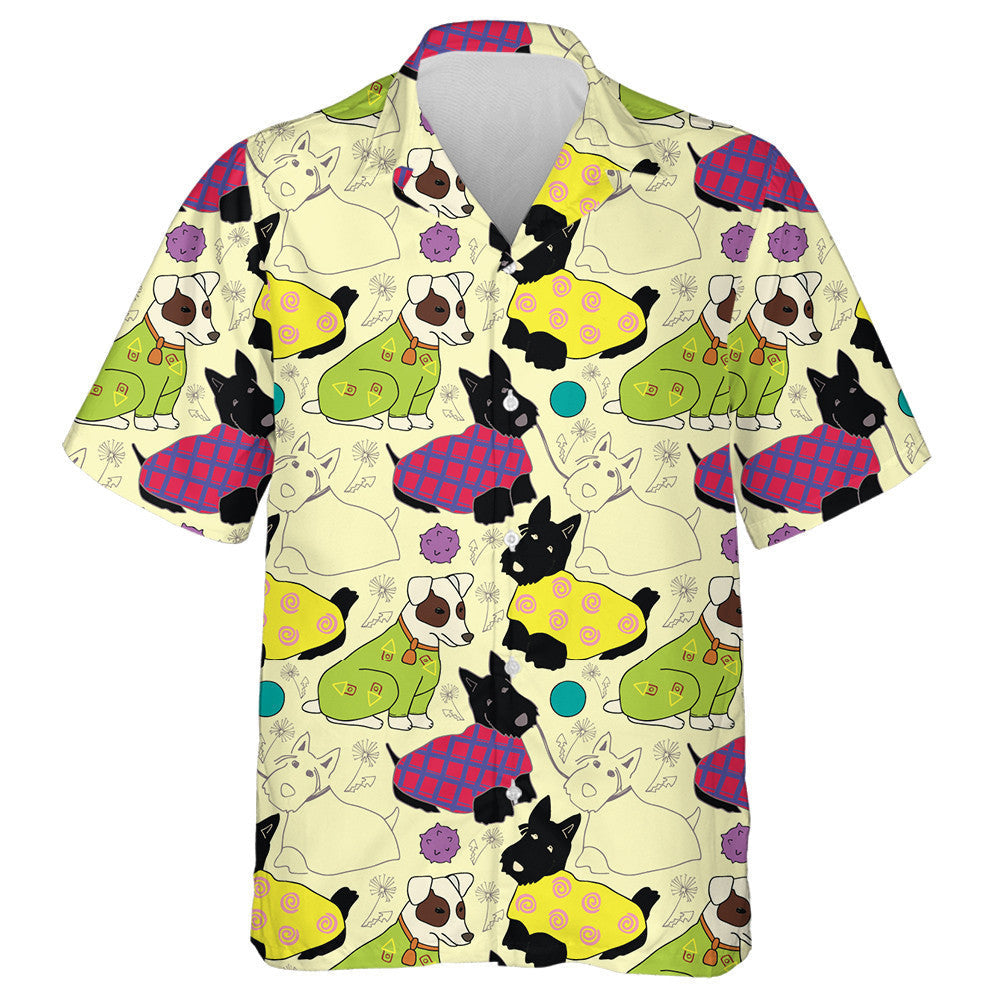Hand Drawn Summer With Cute Dogs And Toys Hawaiian Shirt, Hawaiian Shirt Gift, Christmas Gift