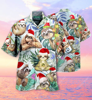 Awesome Sloth With Christmas Hawaiian Shirt, Hawaiian For Gift