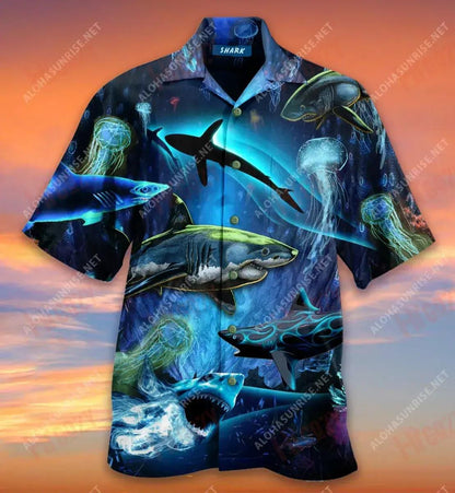 Special Sharks In The Deep Ocean Short Hawaiian Shirt Vacation Short Sleeve Hawaiian Crazy Shirts Hawaiian Shirts For Men, Hawaiian Shirt Gift, Christmas Gift