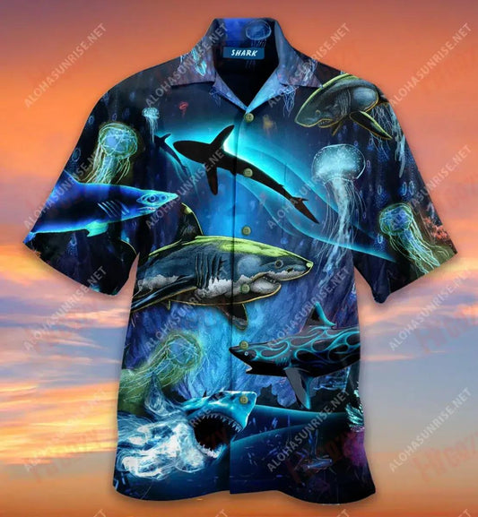 Special Sharks In The Deep Ocean Short Hawaiian Shirt Vacation Short Sleeve Hawaiian Crazy Shirts Hawaiian Shirts For Men, Hawaiian Shirt Gift, Christmas Gift
