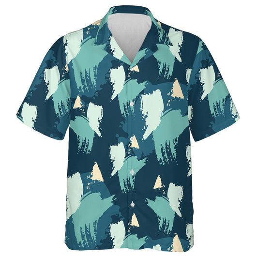 Aqua Blue Oil Painting Brush Pattern Camo Military Hawaiian Shirt, Hawaiian Shirt Gift, Christmas Gift