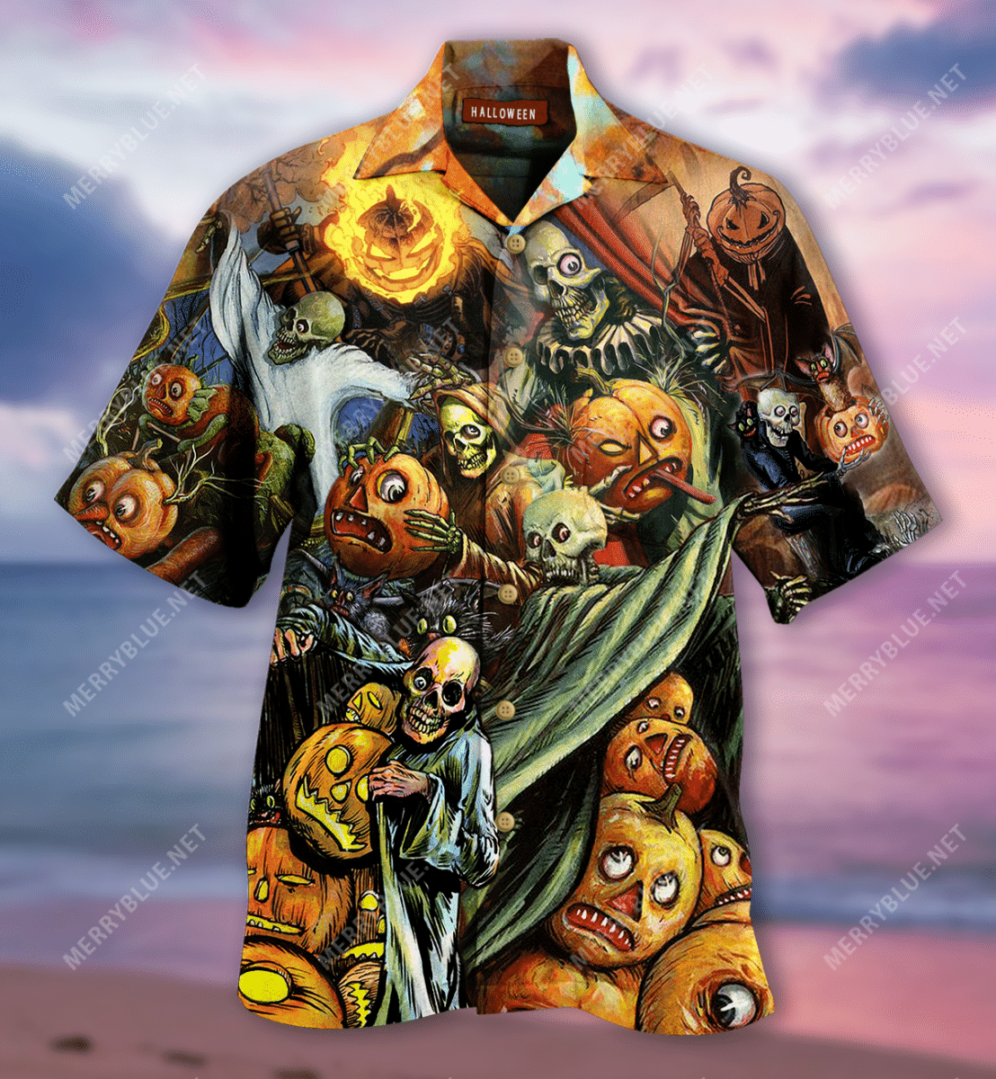 Halloween Is Coming Unisex Hawaiian Aloha Shirt Hawaiian Shorts Beach Short Sleeve, Hawaiian Shirt Gift, Christmas Gift