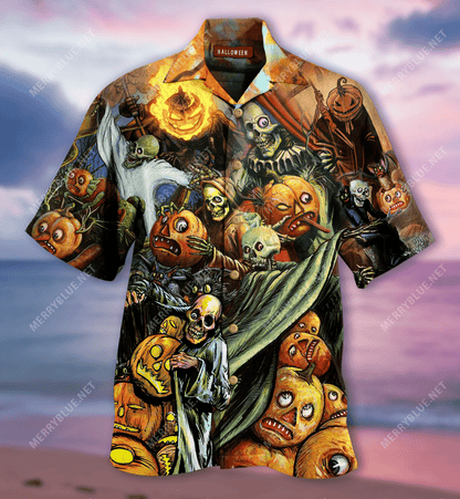Halloween Is Coming Unisex Hawaiian Aloha Shirt Hawaiian Shorts Beach Short Sleeve, Hawaiian Shirt Gift, Christmas Gift
