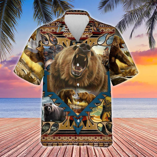 Classic Design Hawaiian Shirt Bear Native American, Hawaiian For Gift