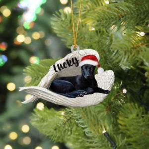 Personalized Black German Shepherd Sleeping Angel Christmas Flat Acrylic Dog Ornament Memorial Dog Gif, Pet Love Gift, Christmas Gift